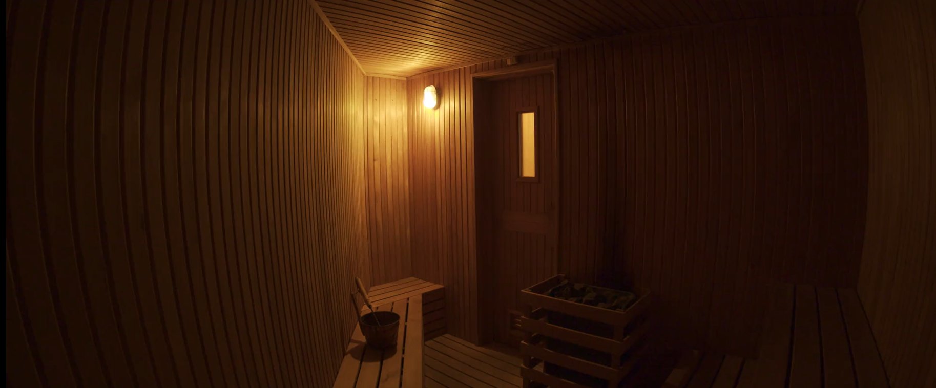 The warm, wood-panelled sauna at Body for Life